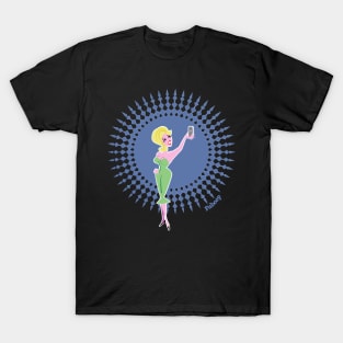 Cute Retro Mid-Century Design Selfie Girl T-Shirt